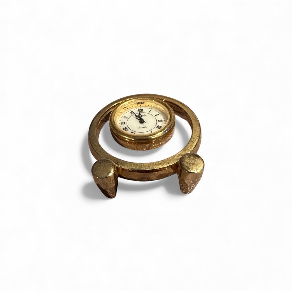 Vintage Set Of Three Vintage Elegant Gold Miniature Desk Clocks Music Note - Picture 5 of 9